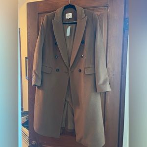 NWT double breasted wool camel coat